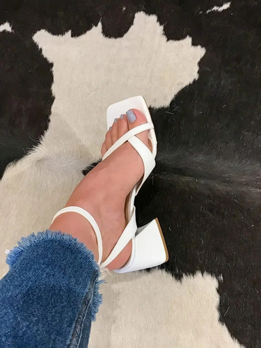 Sandalias De Tacón Alto Con Hebilla De Tacón Grueso Para Muj