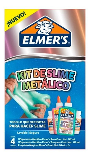 Kit Elmer's Slime Metalico 4 Unid Y Kit Color 2 Unid Y Mas