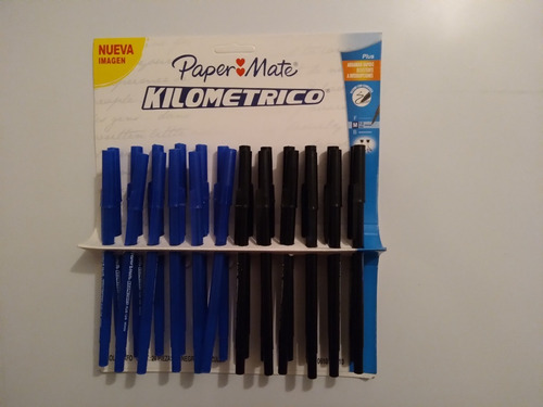 Blister De Boligrafos Kilometricos De 24 Und Negro-azul
