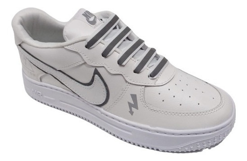 Zapatos Nike Air Force One Reflectivo Dama Blanco Zoom Af1