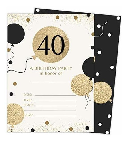 Tarjetas De Invitación De 40 Cumpleaños Estilo 1 Feliz Cumpl