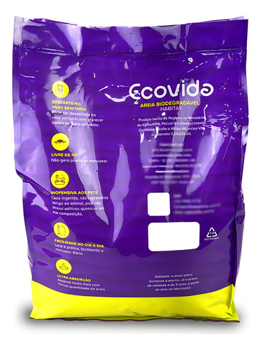 Ecovida Areia Biodegradável Fina Higiênica para Gatos 3kg