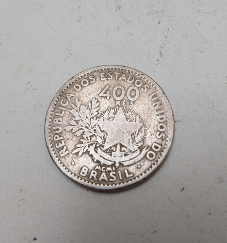 Antiga  Moeda Brasileira De 400 Réis De 1901 Mcmi.