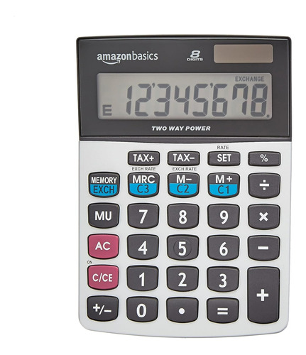 Calculadora De Escritorio Lcd De 8 Dígitos, Amazon Basics