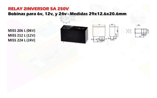 Imagen 2 de 3 de Rele Relay 12v 8a 2 Inversor 250v Hrg14d