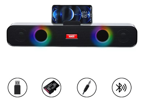 Altavoz Bluetooth con luces de colores RGB y altavoces duales, compatible con barra de sonido TWS, adecuado para computadora TV
