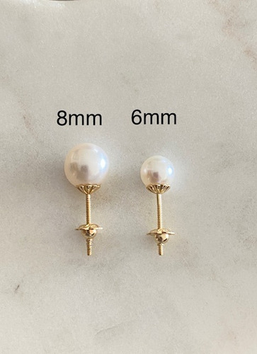 Imagen 6 de 6 de Aros Perla Cultivada Oro 18 Kilates 8mm