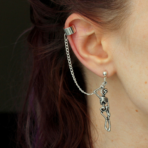 Pendientes Colgantes En Forma De Calavera Con Borla En Forma