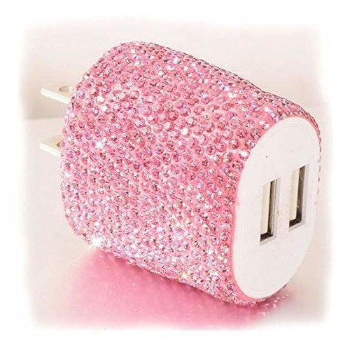 Pared Usb Bling 5 2,4 24 Doble Puerto Rapido Conector Rosa