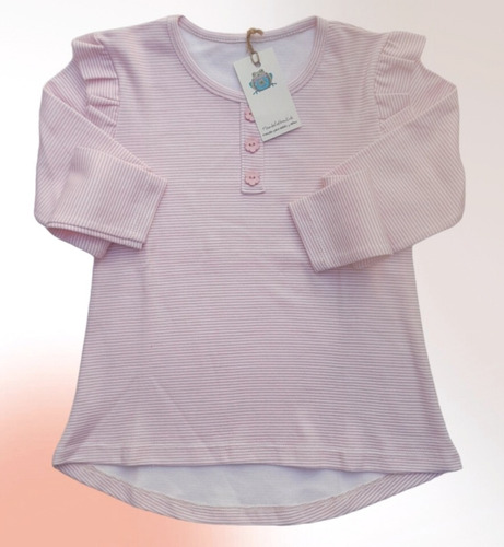 Remera Manga Larga Volado Niñas Talles 4 Al 14