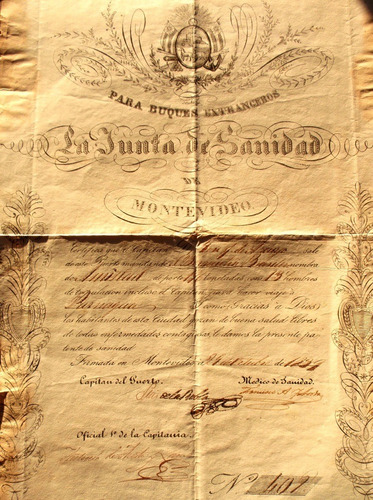 Documento  Montevideo 1839 Buques Firma Luis De La Robla