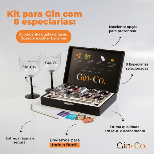 Imagem 3 de 10 de Kit Gin 8 Especiarias + Colher + Dosador + 2 Taças + Brindes