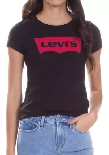 Camiseta Levis Logo Batwing Feminina Classic Preta 10209