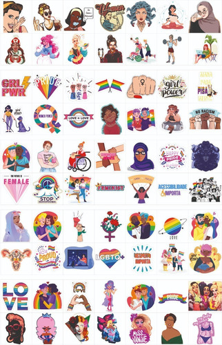 Imagem 1 de 5 de 70 Adesivos Orgulho Lgbt Diversidade Feminismo Me Representa