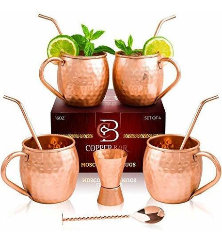 Tazas De Cobre Moscow Mule - Juego De 4 - Tazas De Cobre Sól