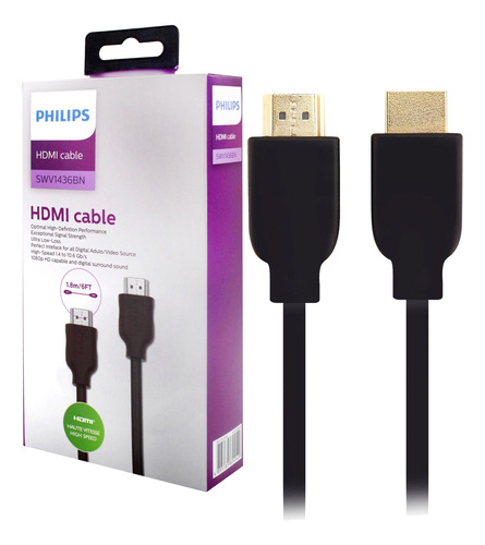 Cable Hdmi Philips 1,8 Mts Negro