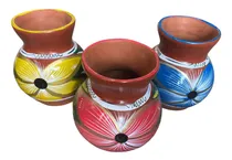 Comprar 6 Jarrones De Barro Floreros Centros De Mesa Decorados 19cm