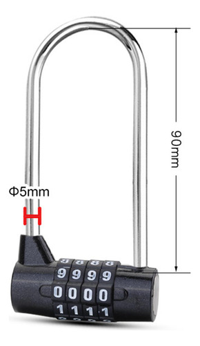 Candado De Combinación De 4 Dígitos Cerradura De Negro