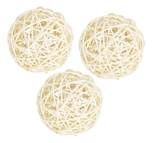 3x Bolas De Mimbre De Ratán, Adorno Artesanal, Bolas 8cm