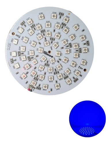 Luz Pileta Placa Led Azul 10w 12v 120mm