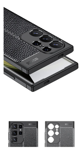 Funda Para Samsung Galaxy S24 Ultra Leather Case Tpu Negro Liso