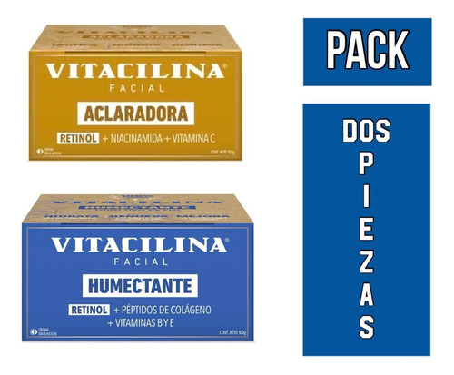 Pack 2 Piezas Vitacilina Facial Humectante Aclaradora 100g. 