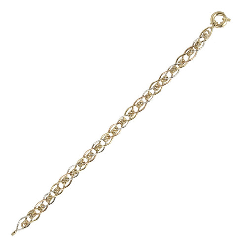 Pulsera Rombos Oro Tres Colores 14k, 5.7 Gramos Amarillo 0 Mm 19 Cm