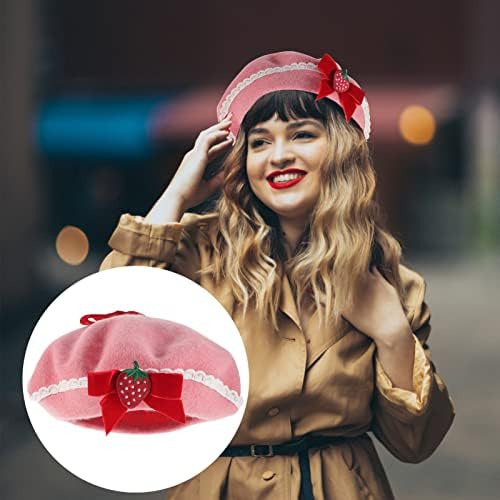 Boinas Para Mujer, Sombrero Decorativo De Fresa Con Lazo De