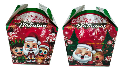 Navidad Santa Claus Rodolf Paq 50 Dulcero Cajitas Bolo Feliz