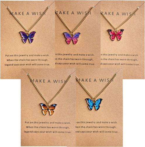 5 Pcs Cadena Collar Colgante De Mariposa Collares De Mujer
