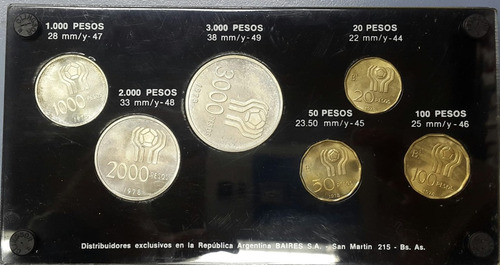 6 Monedas Argentinas Futbol Plata Mundial 78 Año 1978