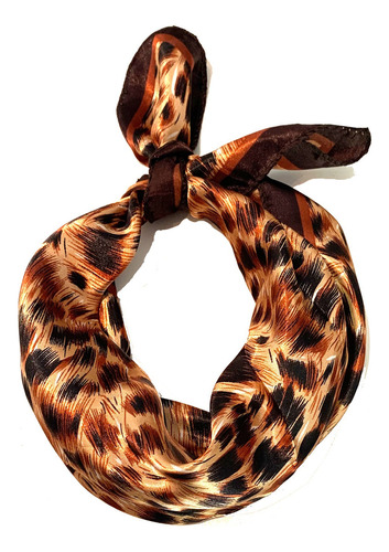Pañuelo Leopardo Textura Sedosa Compañia De Sombreros Color Marrón Talle Unico