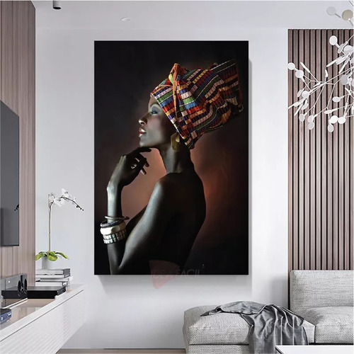 1 Pintura De Diamantes 5d Diy Mujer Africana Elegante 40x80