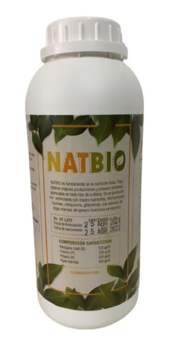 Nitrógeno Fósforo Potasio 100% Orgánico+ Algas Marinas 1/2 L