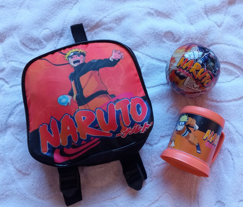 Kit Brinquedo Naruto 1 Bolsa + Bola Com Surpresa + Caneca