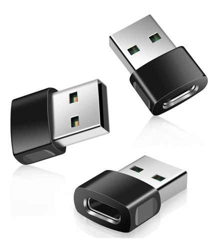 Adaptador Usb A Macho A Usb C Hembra, Negro/3 Pack