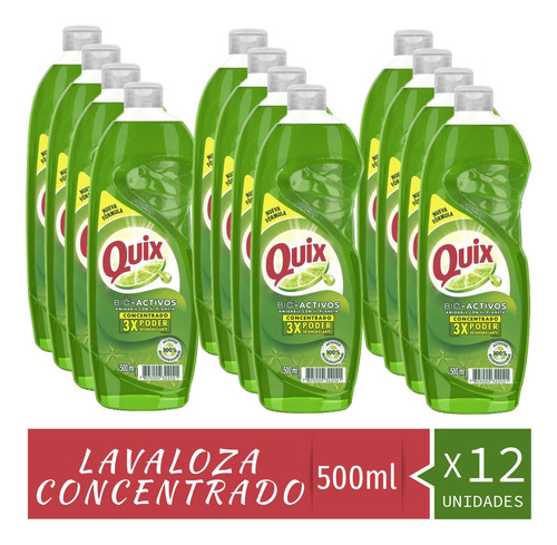 Oferta Pack 12 Quix Lavaloza Bio Activos Concentrado 500 Ml