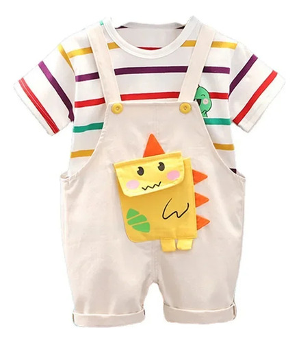 Traje De Bebé Unisex De Verano Con Rayas De Dibujos Animados