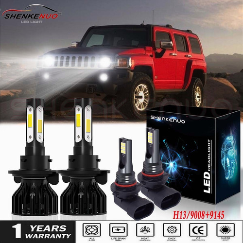 Imagen 1 de 10 de H13 9145 Kit De Focos Led De 4 Lados Para Hummer H3 2006-10