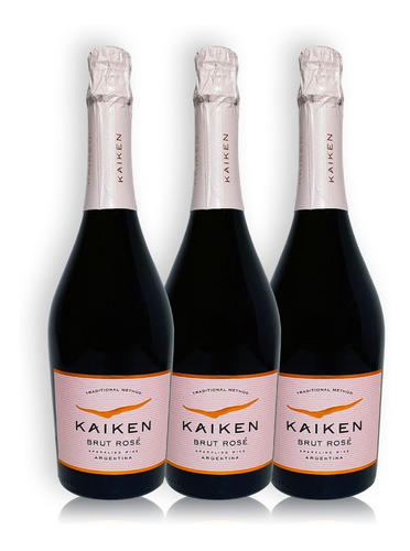 Vino Espumante Kaiken Sparkling  Brut Rosé Kit X3u 750ml