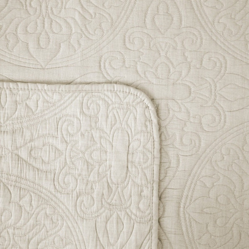 Imagen 5 de 8 de Cubrecama Algodón Jacquard Importado + Funda - Twin Natural