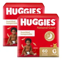 Comprar Pañales Premium Huggies Natural Care Más Suave Pack X2 Un Género Sin Género Tamaño Grande (g)