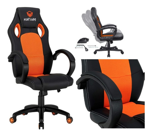 Imagen 3 de 10 de Silla Gamer Con Luz Meetion Victory Apoyo Lumbar Y Cervical