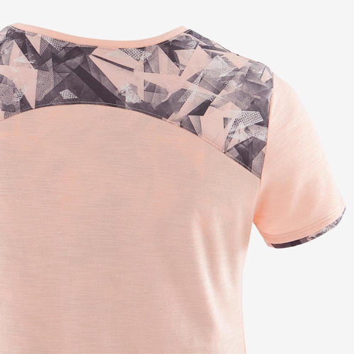 Camiseta Infantil Ginástica 500 - Cor Rosa-cinza-branco