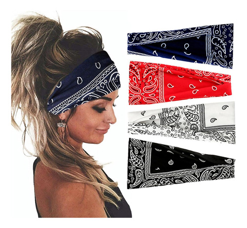 4pcs Bandas Para Cabello Cabeza Diademas Deportiva Elásticas
