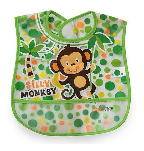 Imagen 1 de 7 de Babero Vinilico Para Bebes Con Abrojo Estampado Sin Pvc