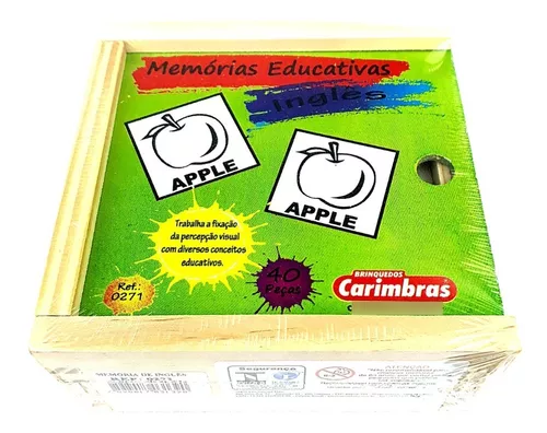 Memória em Inglês 40 Peças Jogo Educativo de Madeira Pedagógico e Didático  Brinquedos Educativos Bambalalão Brinquedos Educativos