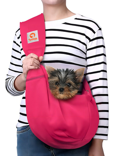 Transportador Para Perros Pequeños Color Rojo Rosa Correa Aj