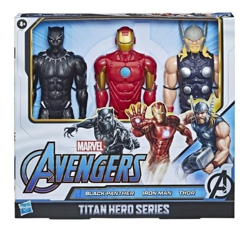 Avengers X 3 Figuras Black Panther, Iron Man Y Thor Hasbro