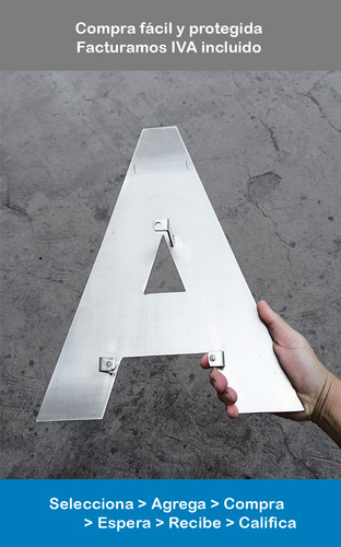 Numeros Residenciales 40cm Arial Flotados Acero Inoxidable Plateado / A - Letra